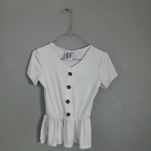 White Kids Top with Button Accents ( Box DX ) - Picture 1 of 3